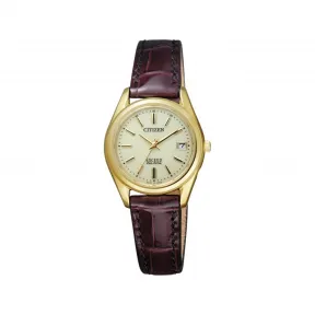 西铁城/Citizen Exceed 系列不锈钢，硬涂层，镀金26.5 MM 太阳能石英女