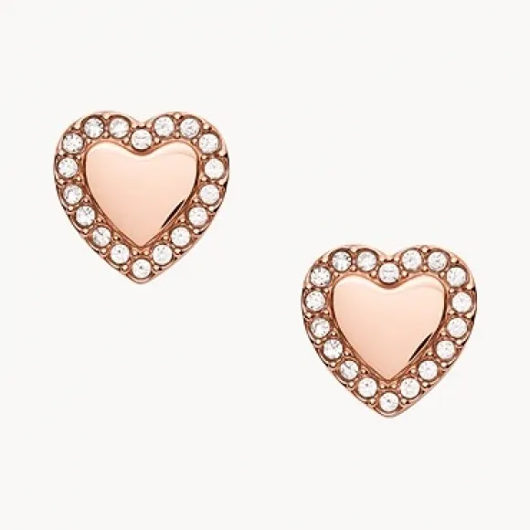 化石/Fossil Be Mine Rose GoldTone Stainless Steel Heart Stud
