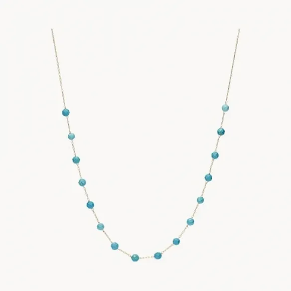 化石/Fossil Tranquil SuMMer Turquoise Blue Stainless Steel Chain Necklace