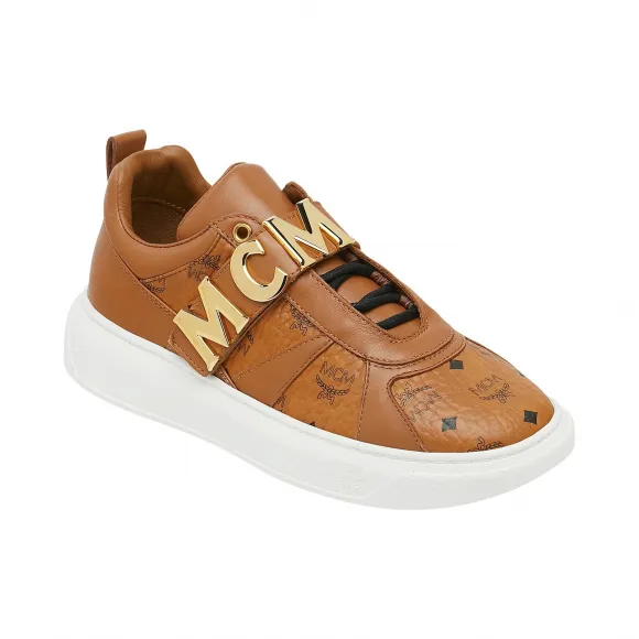 MCM Women's Low Top MCM Letter Sneakers in Visetos MES8AMM21CO03-小迈步海淘品牌官网