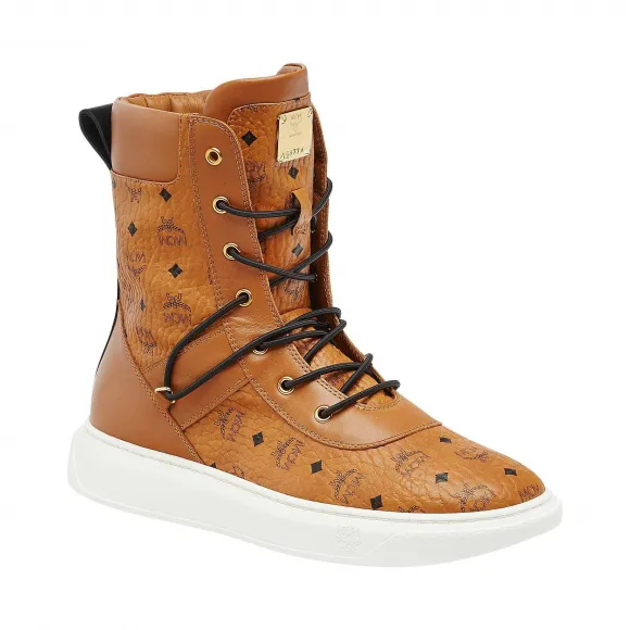 MCM Men's Lace Up Boots in Visetos MEX8AMM24CO041小迈步海淘品牌官网