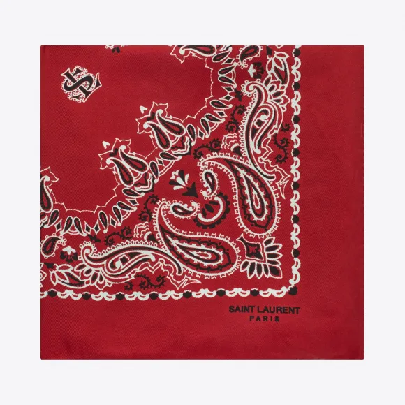 伊夫圣罗兰/Yves Saint laurent bandana square scarf in red and white p小迈步海淘品牌官网