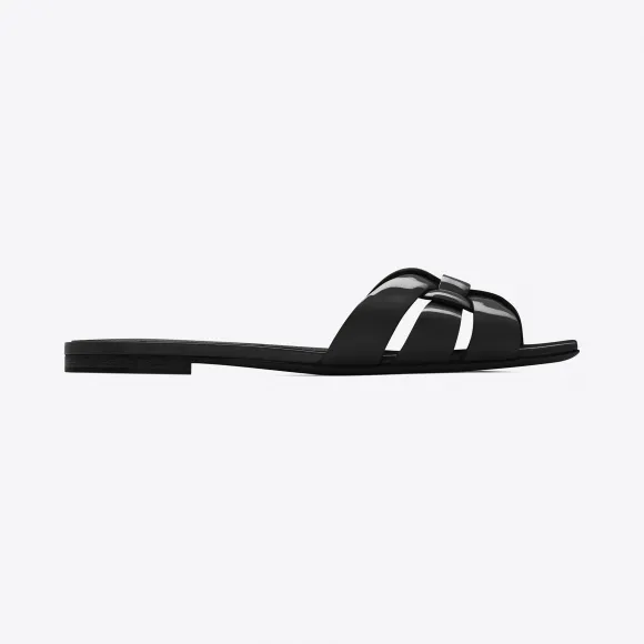 伊夫圣罗兰/Yves Saint laurent NU PIEDS 05黑色漆皮系带凉鞋 472064D6C001000-小迈步海淘品牌官网